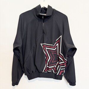 Goldsheep Star Print Quarter Zip Pullover Athletic Jacket Gym Black Size Small